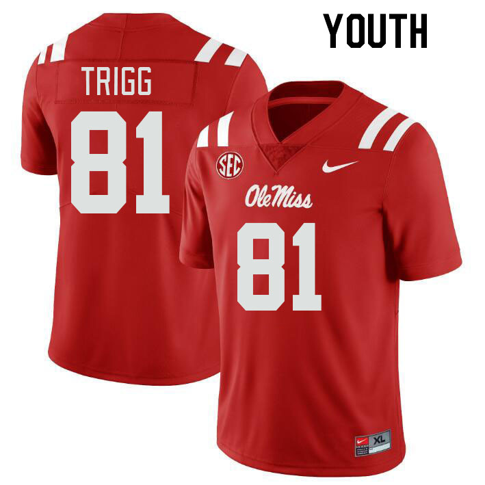 Youth #81 Michael Trigg Ole Miss Rebels College Football Jerseyes Stitched Sale-Red